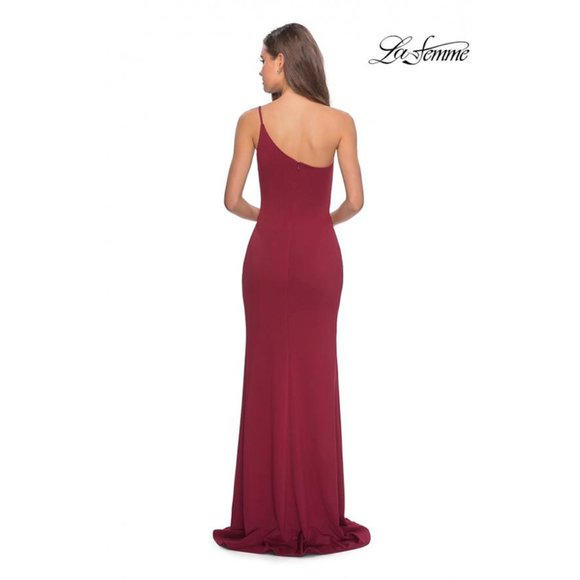 NWT La Femme 28176 One Shoulder Thigh Slit Dress 6 - Picture 2 of 8